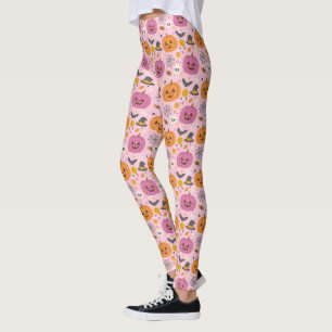 Pink Pumpkin Halloween Pattern Leggings