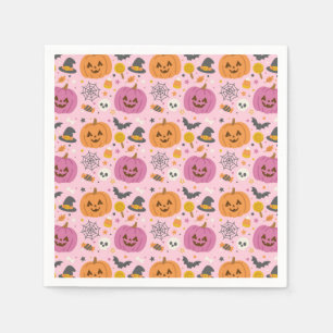 Pink Pumpkin Halloween Pattern Napkins
