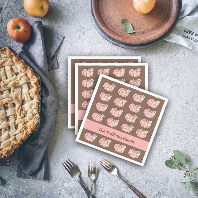Pink Pumpkin Harvest Thanksgiving Dinner Napkin (Creator Uploaded)