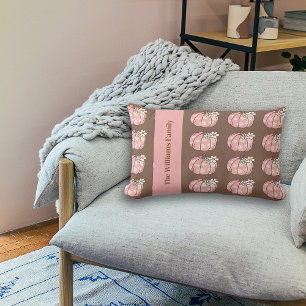 Pink Pumpkin Harvest Thanksgiving Gifts Lumbar Cushion