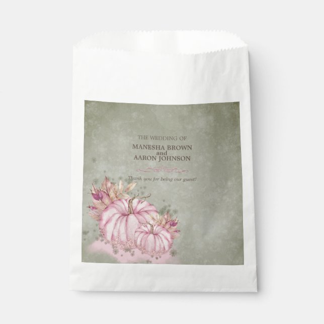 PINK Pumpkin Harvest - Wedding Favour Bag (Front)