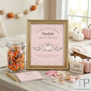 Pink Pumpkin How Many Candies Baby Shower Game Poster