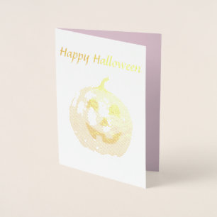 Pink pumpkin Jack O Lantern for Halloween Foil Card