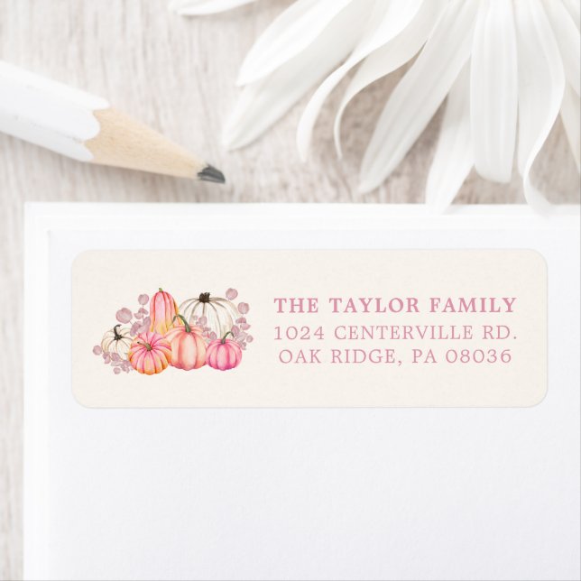 Pink Pumpkin Return Address Label (Insitu)
