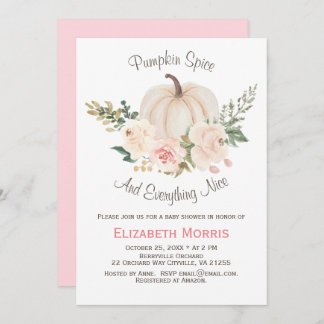Pink Pumpkin Spice Floral Invitation