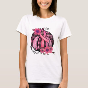 Pink Pumpkin Sunflower Breast Cancer Awareness Gif T-Shirt