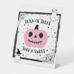 Pink pumpkin take a sweet porch door candy sign