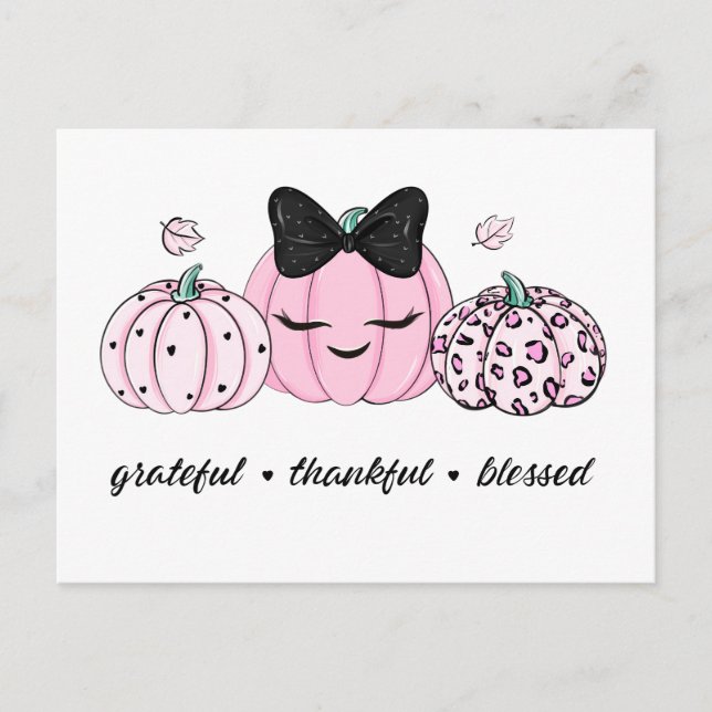 Pink Pumpkin Thanksgiving  Postcard (Front)