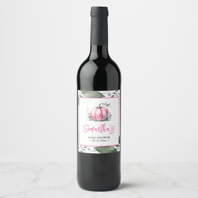 Pink Pumpkin Theme Template Wine Labels (Front)