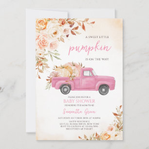 Pink Pumpkin Truck Baby Shower Invitation