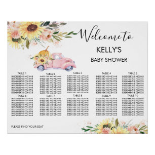 Pink Pumpkin Truck Baby Shower Seating Chart