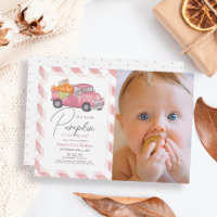 Pink Pumpkin Truck Gingham Girl Photo 1st Birthday