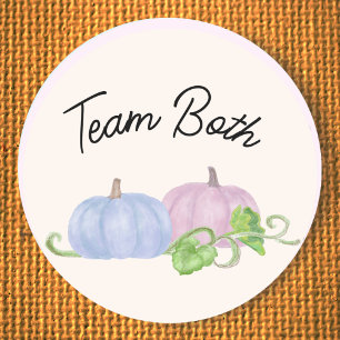 Pink pumpkin twin gender reveal Team Both Classic Round Sticker