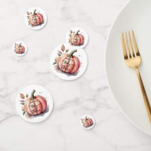 Pink Pumpkin Watercolor Boho Baby Girl Shower Confetti