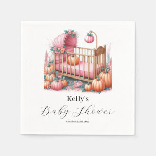 Pink Pumpkin Watercolor Fall & Autumn Napkin