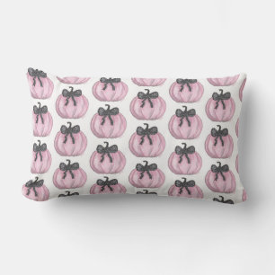Pink Pumpkin with black bow Lumbar Cushion