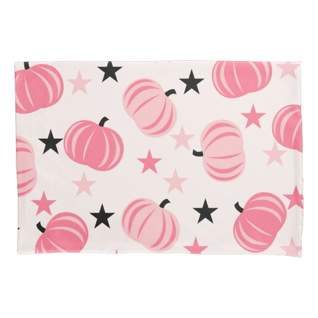 Pink Pumpkin Y2K Cute Fruit Fall Floral Botanical  Pillowcase (Front)