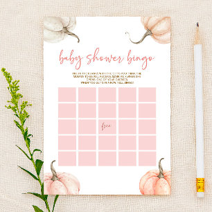 Pink Pumpkins Fall Bingo Baby Shower Game
