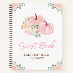 Pink Pumpkins Floral Baby Shower Guest Book