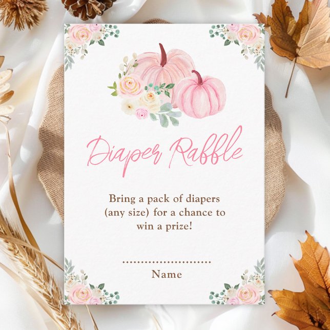 Pink Pumpkins Floral Diaper Raffle Enclosure Card (Creator Uploaded)