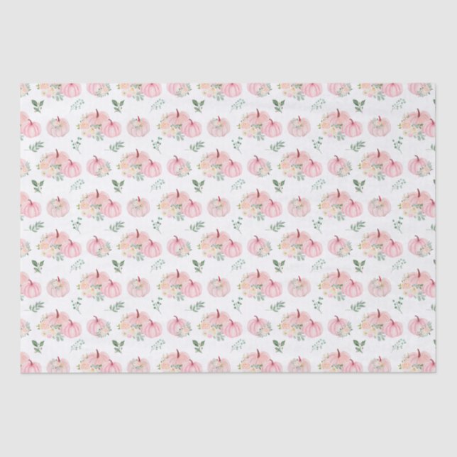 Pink Pumpkins Floral Tissue Paper (Front)