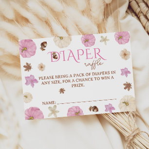 Pink Pumpkins Flowers Baby Shower Diaper Raffle  Enclosure Card