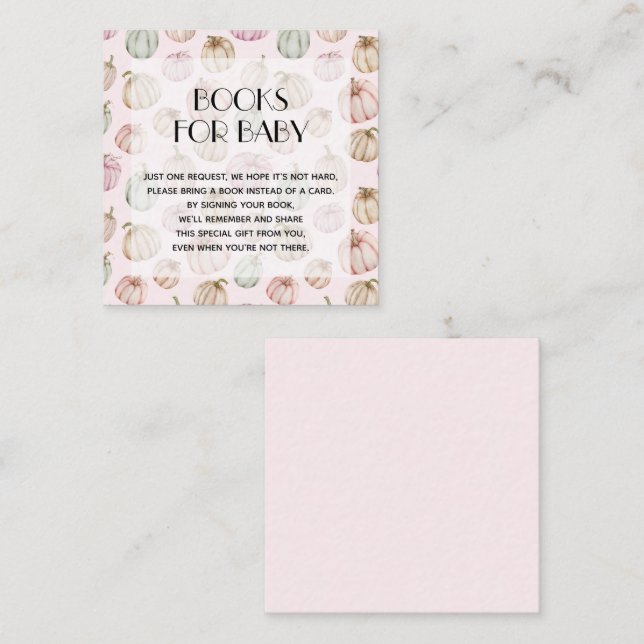 Pink Pumpkins Girl Baby Book Request Enclosure Card (Front/Back)