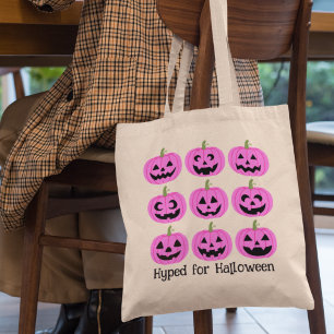 Pink Pumpkins Hyped for Halloween Tote Bag