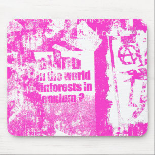 Pink Punk Collage Mouse Pad