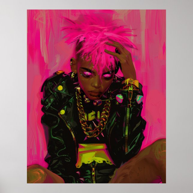 Pink Punk Graffiti Customisable Poster with AR Ele (Front)
