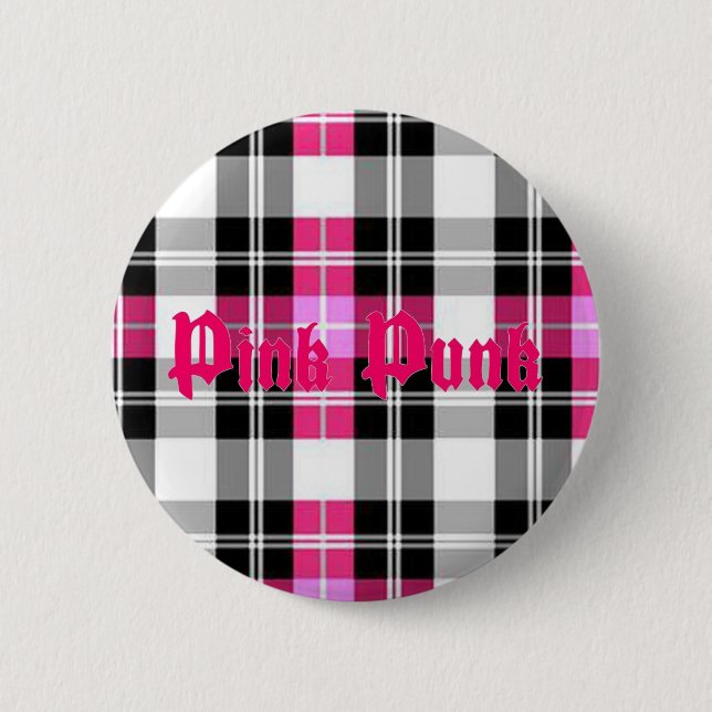Pink Punk - Pink Plaid Button (Front)