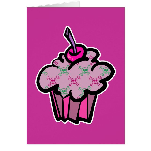 pink punk skull crossbones cupcake (Front)
