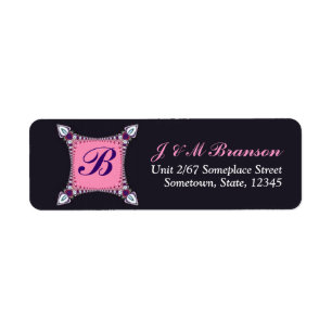 Pink+Puple Art Lace Monogram Address Label Return Address Label