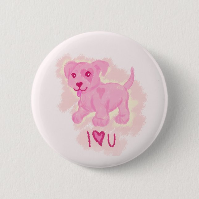 Pink Puppy 6 Cm Round Badge (Front)