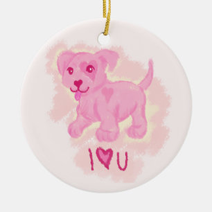 Pink Puppy Ceramic Ornament