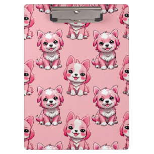 Pink Puppy Dog Pattern Design - Pink Clipboard
