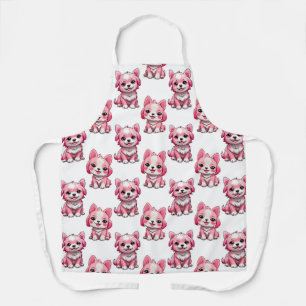 Pink Puppy Dog Pattern Design - white Apron