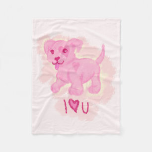 Pink Puppy Fleece Blanket