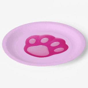 Pink Puppy Paw Paper Plate
