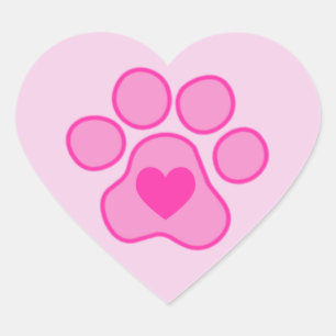 Pink Puppy Paws Heart Sticker