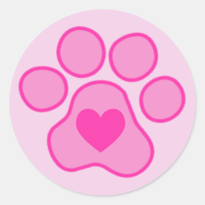 Pink Puppy Paws Heart Sticker | Zazzle.com.au
