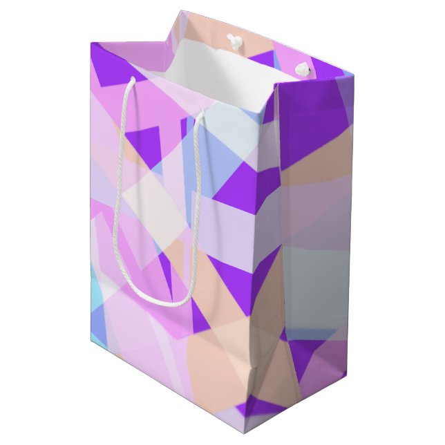 Pink Purple Abstract Geometric Stripes Gift Bag (Front Angled)