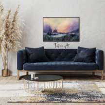 Pink Purple Abstract Landscape Sunset