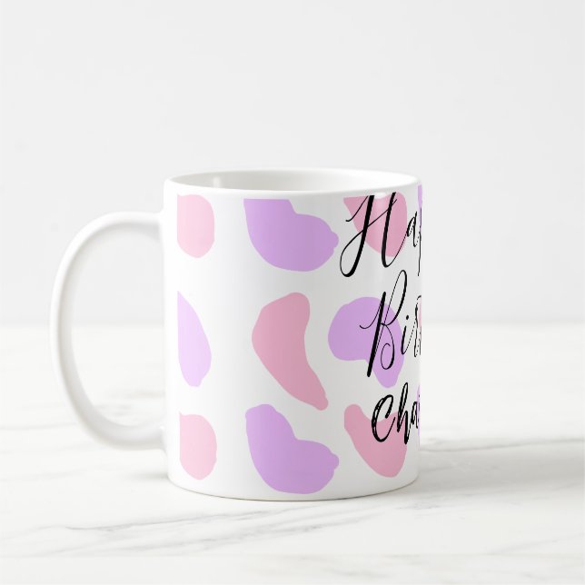 Pink purple abstracts shapes happy 1st birthday na coffee mug (Left)