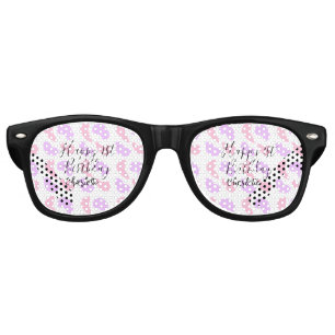 Pink purple abstracts shapes happy 1st birthday na retro sunglasses