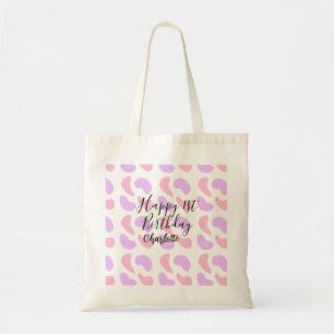 Pink purple abstracts shapes happy 1st birthday na tote bag