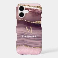 Pink & Purple Agate Geode Monogram Name