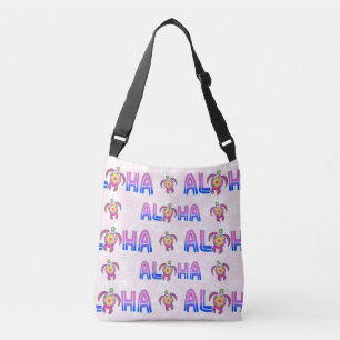 Pink Purple Aloha Hawaiian Tropical Turtle Crossbody Bag