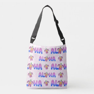 Pink Purple Aloha Hawaiian Tropical Turtle Crossbody Bag