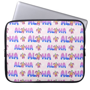 Pink Purple Aloha Hawaiian Tropical Turtle Laptop Sleeve